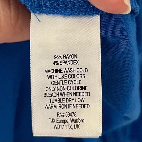 Kenar Cowl Neck Waist Defined Sleeveless Dress Knee Length Cobalt Blue Medium - Picture 7 of 8